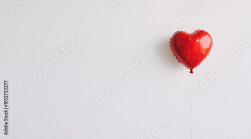 Wallpaper Mural Red heart shaped foil balloon on white background. Minimalist Valentine's Day celebration concept. Romantic symbol of love Torontodigital.ca