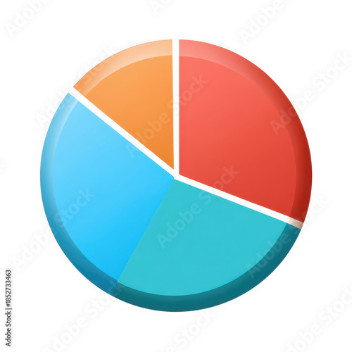 Colorful pie chart showing data segments and proportions on a dark surface