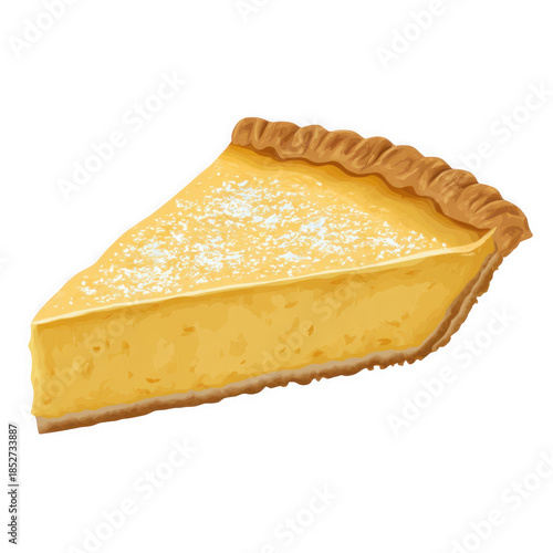 Delicious creamy slice of pie isolated on black for food photography and desserts