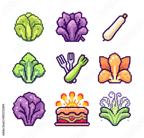 Vegetable icons set on black background for culinary and design purposes
