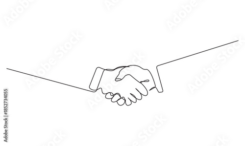 Continuous line drawing of a business handshake