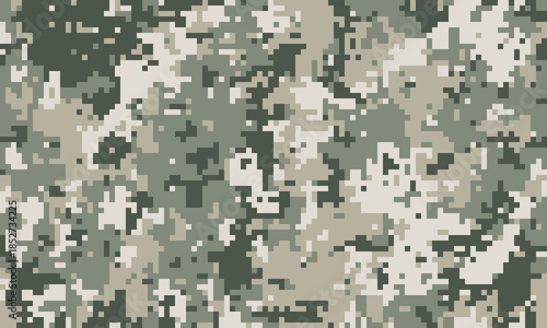 Abstract digital camouflage pattern.  Versatile design ideal for backgrounds, textiles, or militarythemed projects.  Subtle pixelated texture creates a modern, stylish feel.