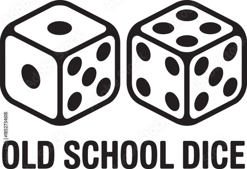 Old school dice game vector illustration isolated on transparent background outline style