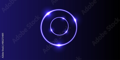 Mesmerizing neon blue spiral tunnel effect, drawing viewers into a vibrant, energetic vortex of light and motion. Glowing neon line Skateboard wheel icon isolated on black, blue background. 