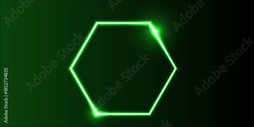 Dark blue neon frame. Vector illustration. Neon hexagon frame with shining effects. Horizontal polygons, with six sides each and with a typical honeycomb shape. Illustration. 