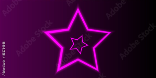 Neon frame in star form with shining effects. Elements of awards in neon style icons. Simple icon for websites, web design, mobile app, info graphics.  3D render with ultraviolet neon star 