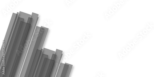 Abstract light gray diagonal lines pattern on white background vector. White 3D bar graph ascending right on black. Growing Bar Graph - Data Visualization Concept on White Background.
