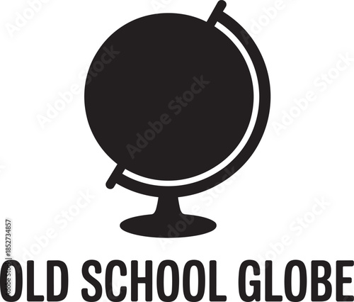 Old school globe earth map vector art on transparent background for nostalgic education