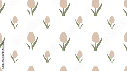 Delicate floral pattern with soft pastel tulips on a clean white background