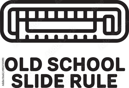 Old school slide rule icon for math and engineering education concept