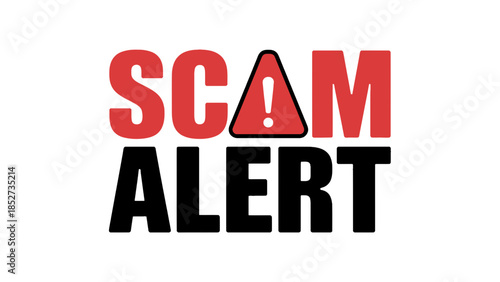 Urgent scam alert warning with attention symbol for online safety and fraud prevention