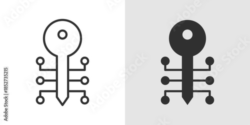 Blockchain Key Icon icon showing a key integrated with block or chain elements, representing secure access, private keys, and blockchain authentication.