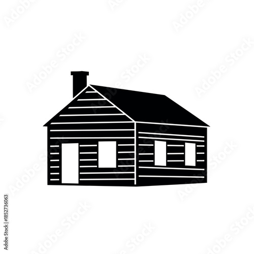 Simple Log Cabin House Illustration.