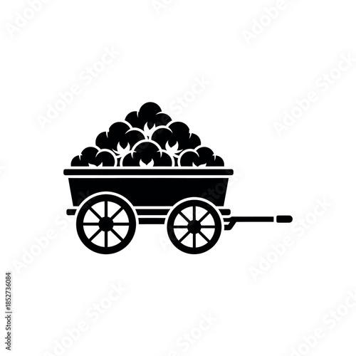 Vector illustration of a farm cart filled with harvested crops.