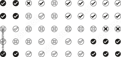 Checkmarksandcrossespatternonwhitebackground