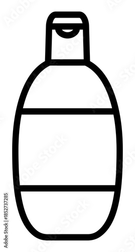 Minimalist line art icon of a personal care bottle, ideal for shampoo, lotion, or soap. A versatile vector graphic for hygiene, beauty, and skincare branding across digital platforms.