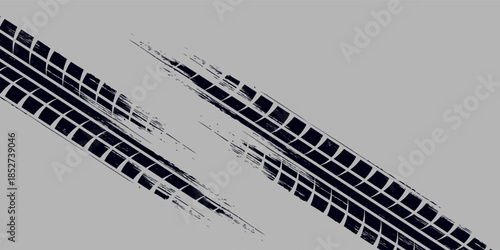 Black tire marks on road, Black rubber tire marks and tread marks, Tire trace track wheels texture and background, Auto tire tread grunge