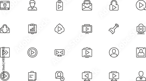 Media icons collection for digital content creation