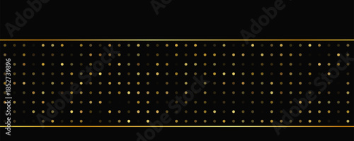 Dark background with golden lines and glittering dots