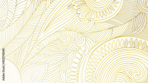 Intricate golden swirls and curves forming an abstract floral pattern