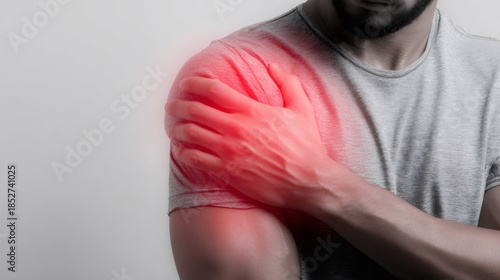 Man experiencing severe shoulder pain and injury