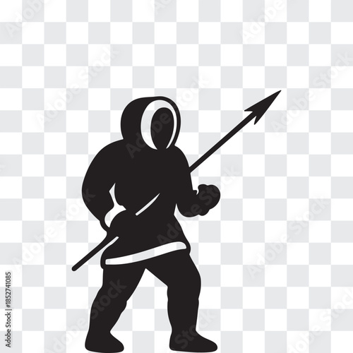 Inuit Hunter Silhouette – Harpoon & Fur Parka