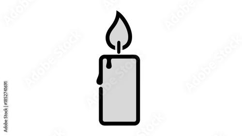 Simple black and white lighter icon with flame burning