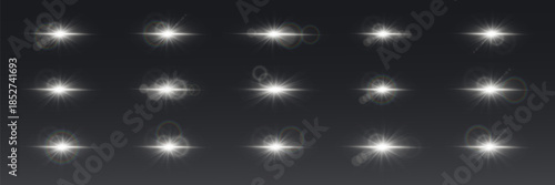 Set of white light effects and flares.
