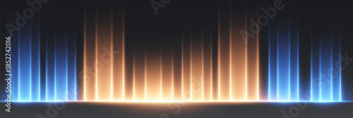 Futuristic equalizer light beams with neon glow effect.