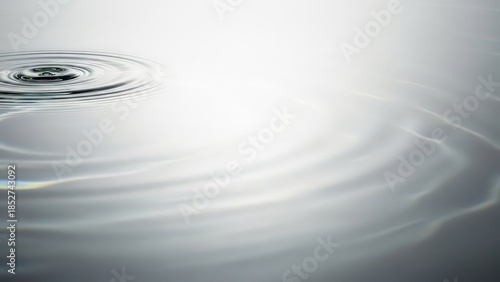 Ripples on serene water surface with a single droplet impact from above