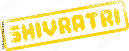 Shivratri Yellow Pixelated Distressed Stamp Mark on a Pure White Surface
