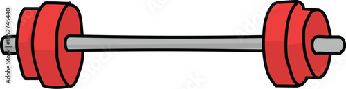 Red barbell weight for fitness and heavy strength training illustration