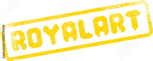 A brilliant yellow pixelated grunge stamp elegantly displays the distinguished word Royalart
