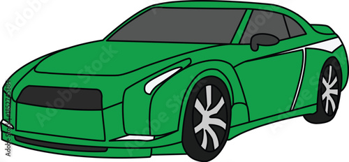 sports car illustration side view isolated on white background
