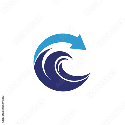 Free Download Blue Wave Logo with Arrow Symbol. - GFXLoad