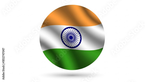Indian Flag Round Icon Isolated on White Background