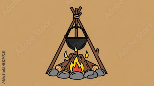 A grayscale illustration of a mountain range with a textured background and a clear sky, creating a serene and natural landscape scene