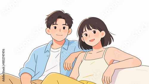 cartoon couple sitting together