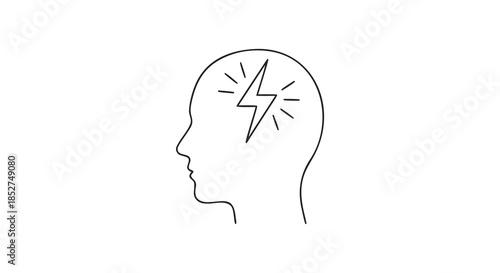 Minimal Line Headache Icon Illustration Showing Pain Signal