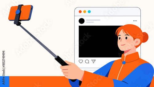 Person taking selfie with stick