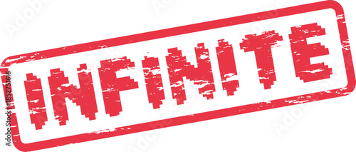 Infinite Word Red Pixel Style Grungy Rubber Stamp for Endless Digital Concepts