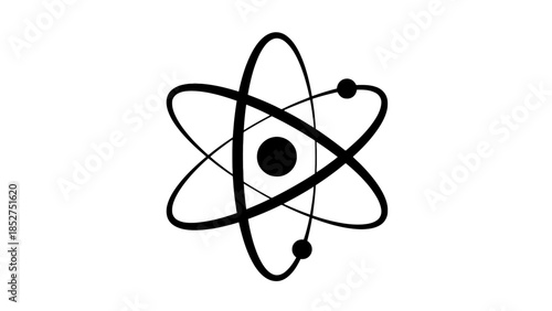 Scientific Atom Model Icon with Orbiting Electrons Representing Physics, Chemistry, Research, and Educational Concepts