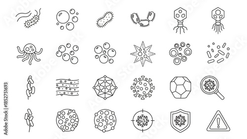 Microbe and Virus Icons A Collection of Scientific and Biological Illustrations