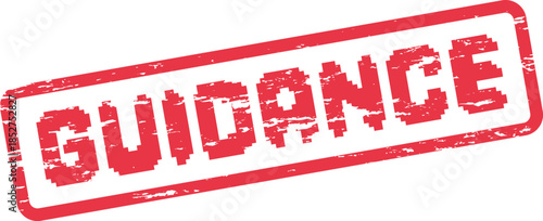 GUIDANCE text in distressed red rubber stamp effect provides direction and support