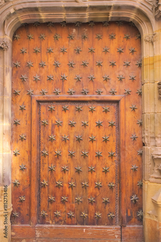 Old wooden door reinforced
