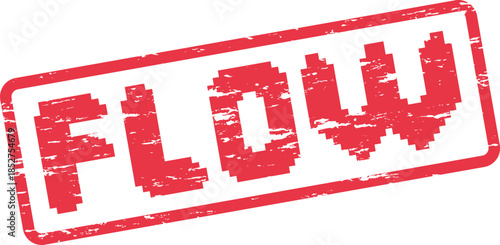 Red Distressed Flow Stamp Graphic Representing Smooth Movement and Uninterrupted Progression