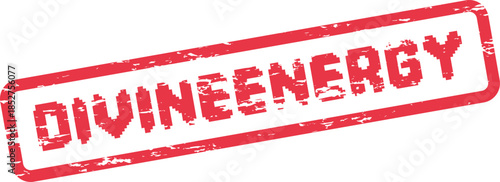 Distressed red rectangular stamp impression displaying the powerful combined word Divineenergy prominently