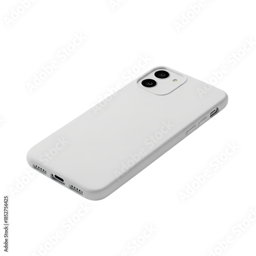 Minimalist White Protective Smartphone Case Mockup Isolated on White Background
