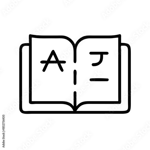 Open book with language symbols showcasing bilingual learning  