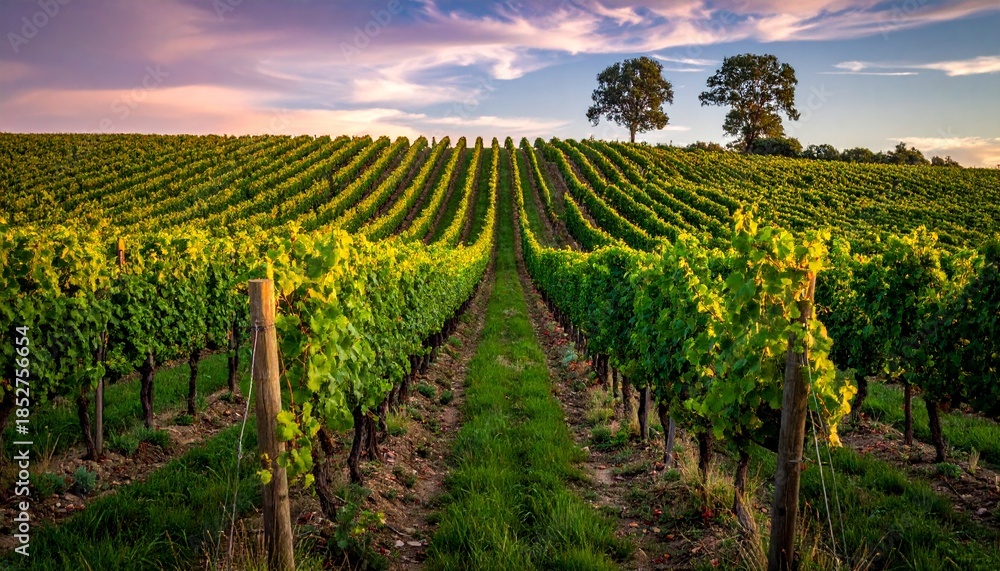 Fototapeta premium vineyard at sunset